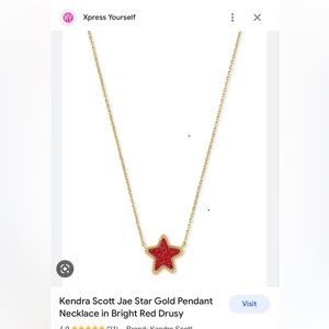 Kendra Scott Jae Star pendant in red druzy